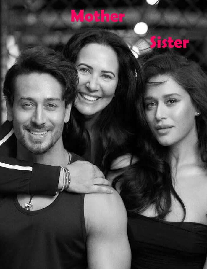 Tiger Shroff mother and sister image